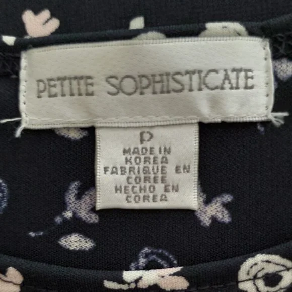 Petite Sophisticate Floral Scoop Neck Shell/Tank Top | NWOT | XSP | Navy Pink WH - Picture 6 of 11